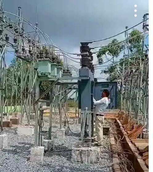 Outdoor HT substation yard with on-site engineer